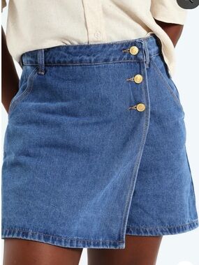 Classic Denim Jean Wrap Skort | Medium Wash | Gap | 32